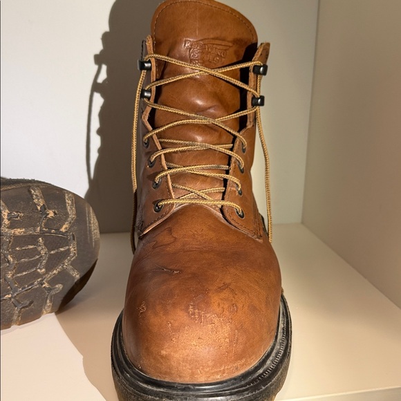 Red Wing Shoes Tan Leather Steel Toe Boots - Picture 5 of 8